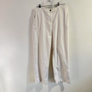 Eileen Fisher Pants M White Organic Cotton Denim Straight Leg High Rise Ankle